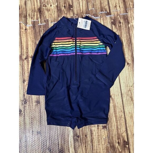 Primary Baby Navy Rainbow Baby Rain One Piece Rash Guard Size 18-24m - Picture 2 of 6